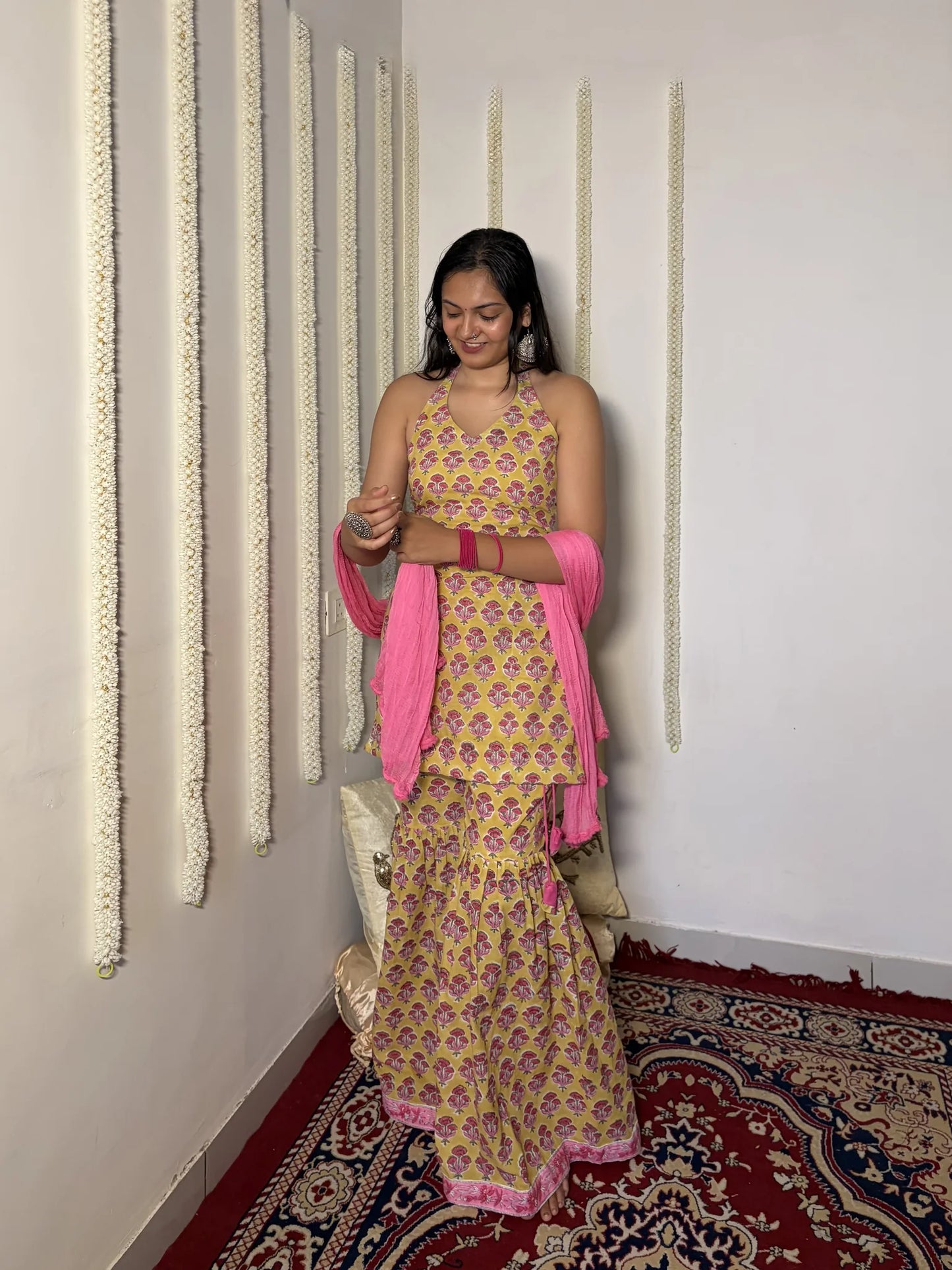 Ada Halter Kurti Sharara Set