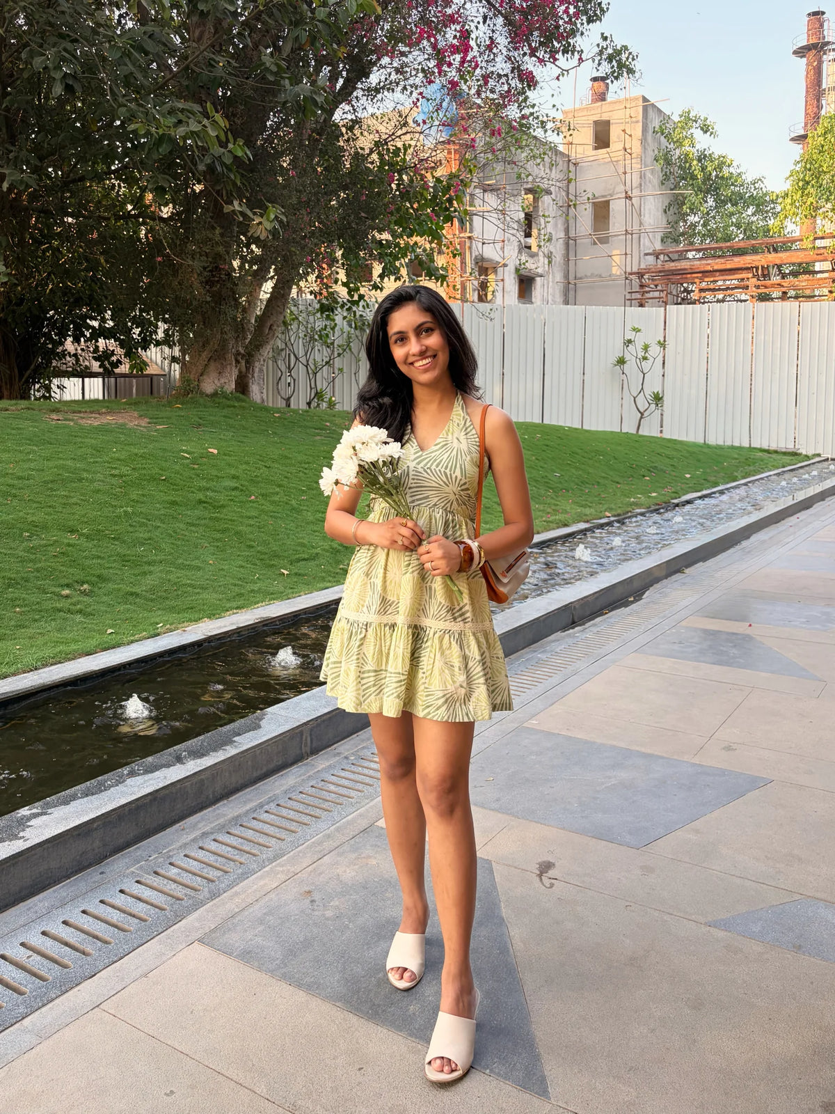 Palm Green Halter Dress