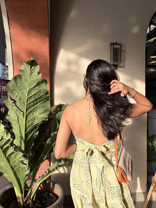 Palm Green Halter Dress